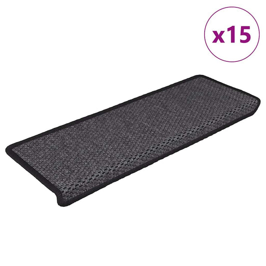 Self-adhesive stair mats sisal 15 pcs 65x21x4 cm anthracite