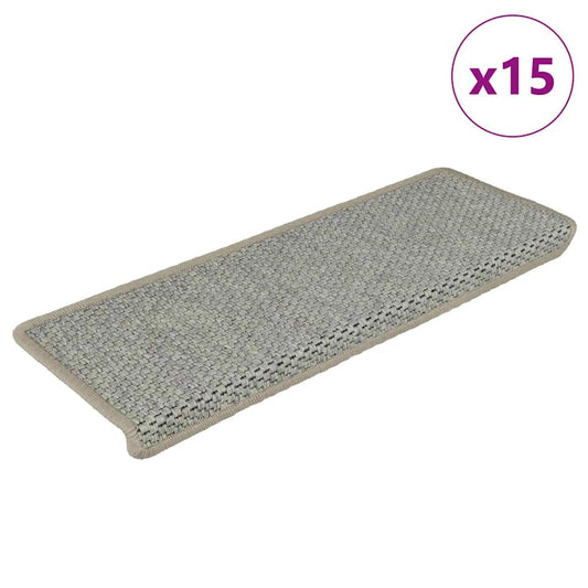 Self-adhesive stair mats sisal 15 pcs 65x21x4 cm green