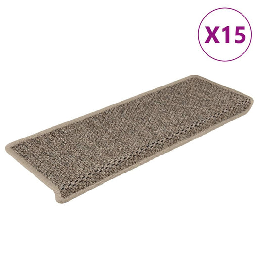 Self-adhesive stair mats sisal 15 pcs 65x21x4 cm dark beige