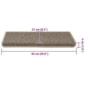 Self-adhesive stair mats sisal 15 pcs 65x21x4 cm dark beige