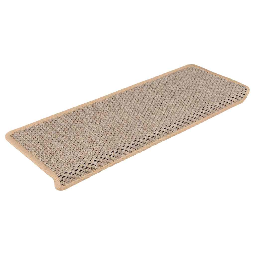 Self-adhesive stair mats sisal look 15 pieces 65x21x4cm beige
