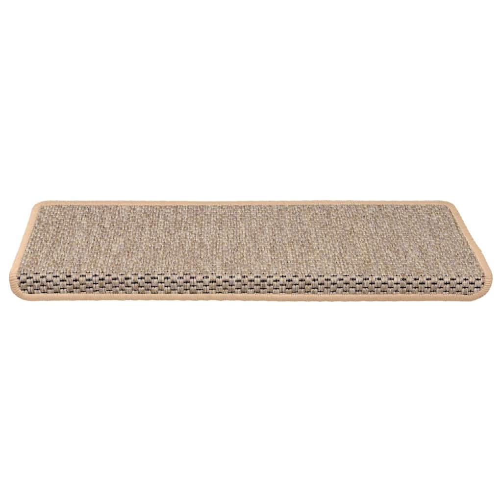Self-adhesive stair mats sisal look 15 pieces 65x21x4cm beige