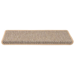 Self-adhesive stair mats sisal look 15 pieces 65x21x4cm beige