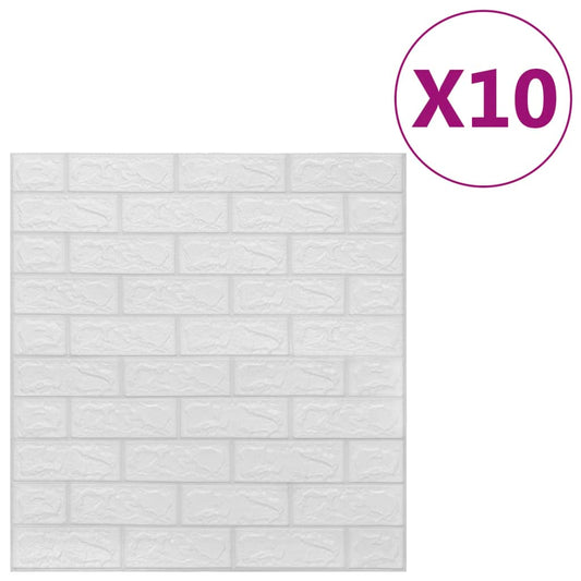 3D wallpaper brick self-adhesive 10 pieces white