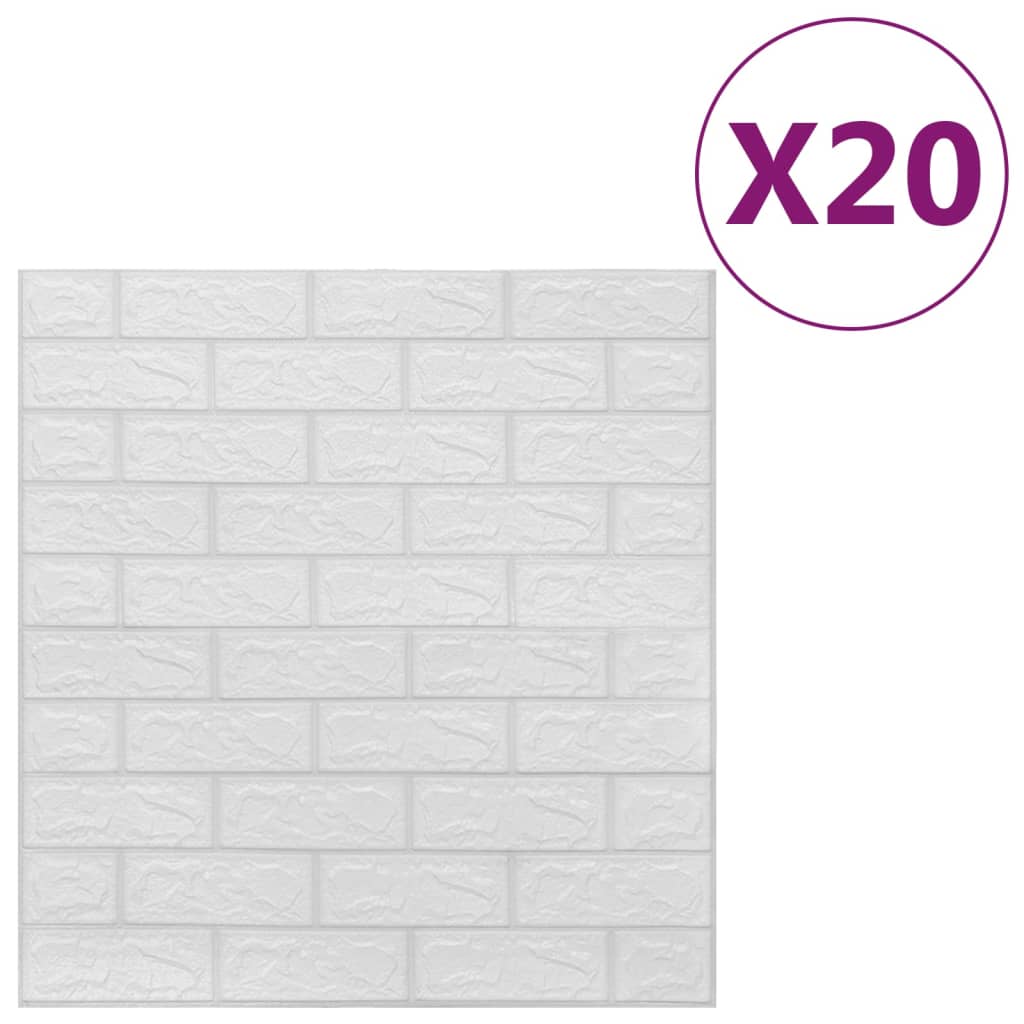 3D wallpaper brick self-adhesive 20 pieces white