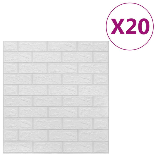 3D wallpaper brick self-adhesive 20 pieces white