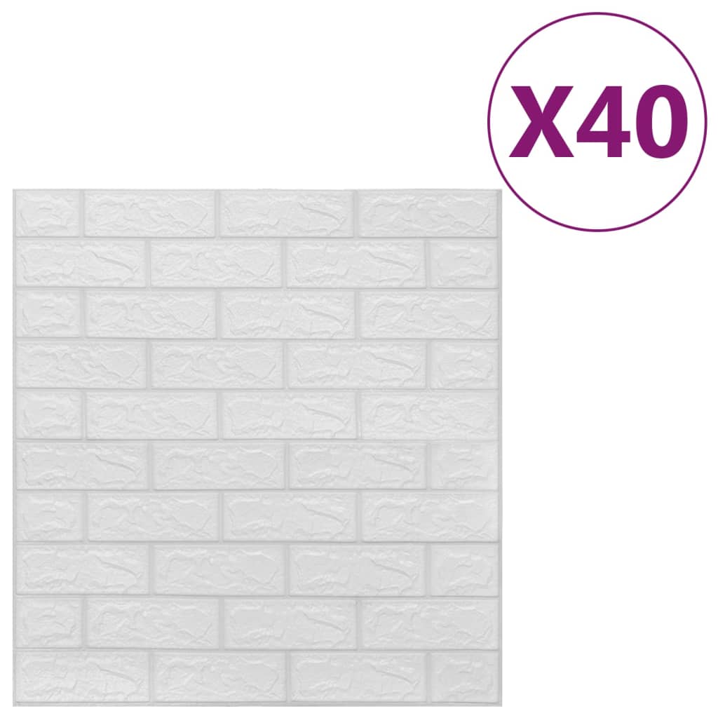 3D wallpaper brick self-adhesive 40 pieces white