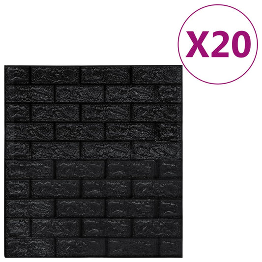 3D wallpaper brick self-adhesive 20 pieces black