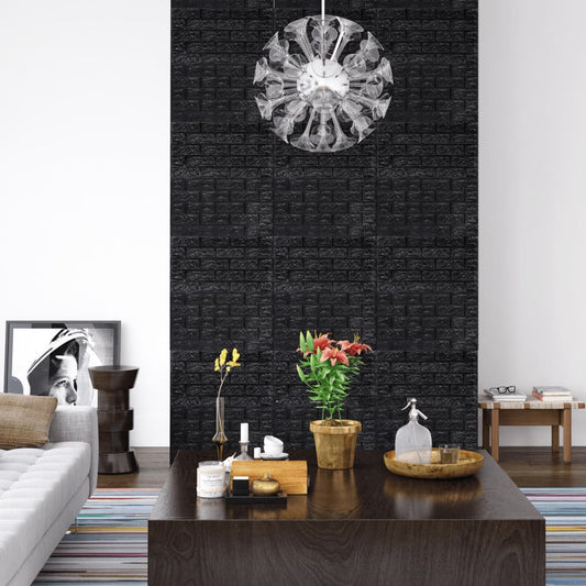 3D wallpaper brick self-adhesive 20 pieces black