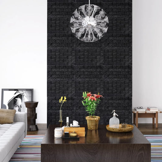 3D wallpaper brick self-adhesive 40 pieces black