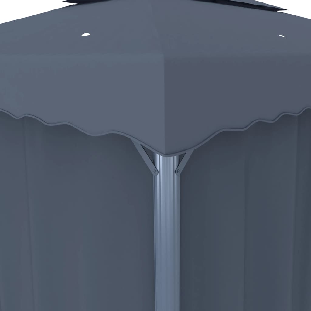Pavilion with curtain and LED string lights 4x3 m anthracite