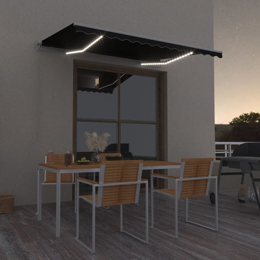 Manual retractable awning with LED 300x250 cm anthracite