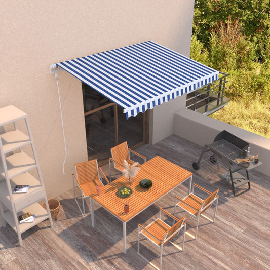 Automatic retractable awning 300x250 cm blue and white