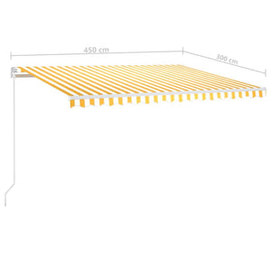 Manual retractable awning 450x300 cm yellow and white