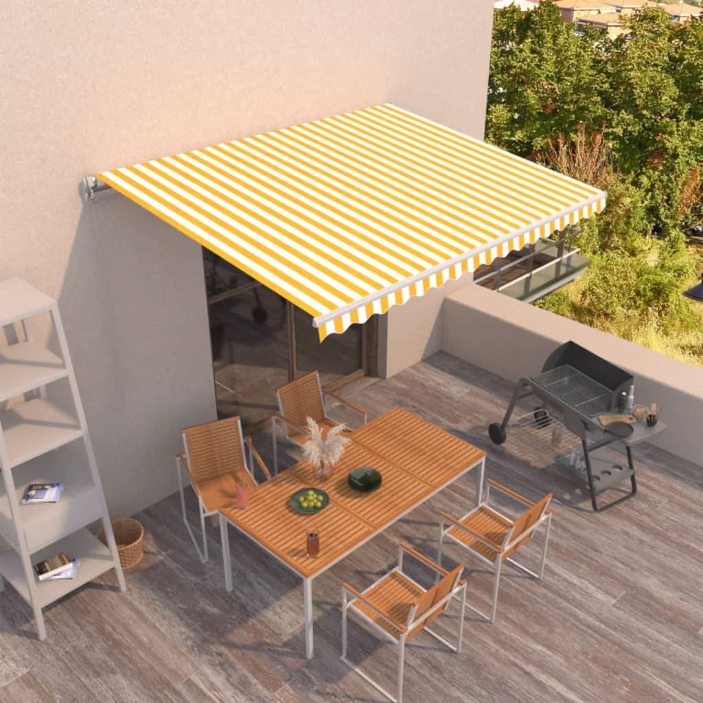 Manual retractable awning 450x300 cm yellow and white