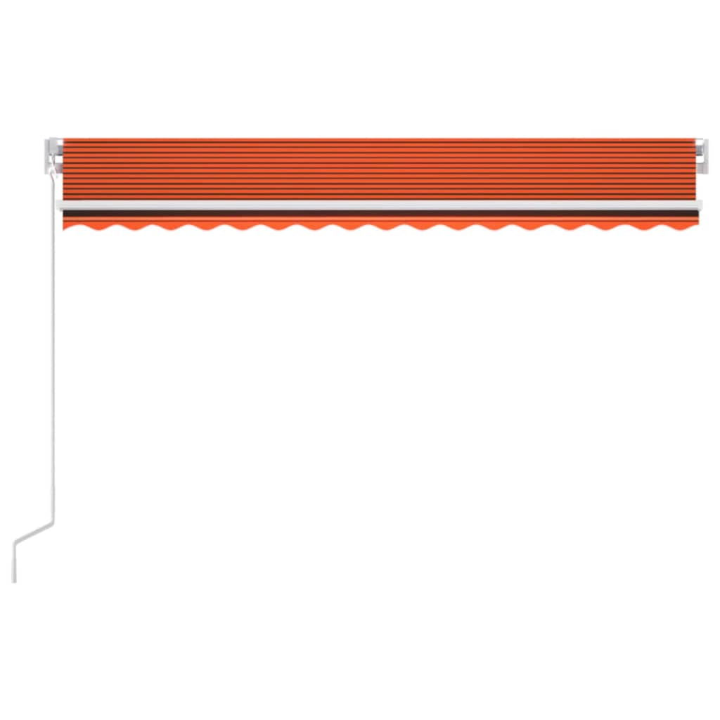Manual retractable awning with LED 400x350 cm orange and brown