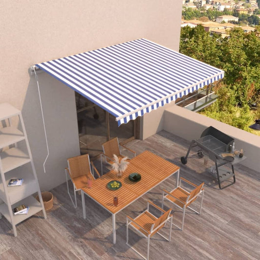 Automatic retractable awning 400x350 cm blue and white