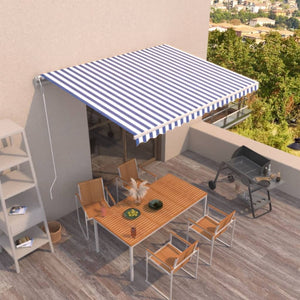 Automatic retractable awning 400x350 cm blue and white