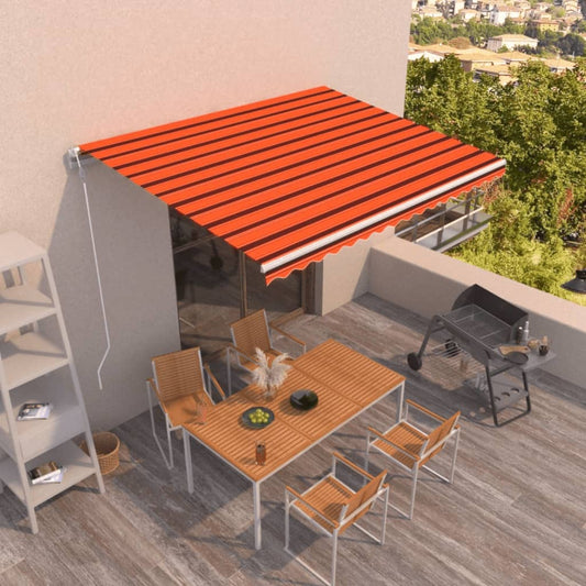 Automatic retractable awning 400x350 cm orange and brown