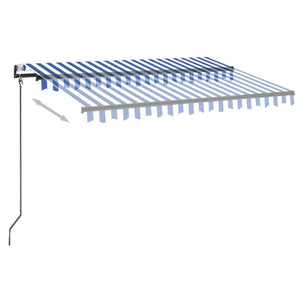 Automatisk markise med LED og vindsensor 350x250 cm blå og hvit
