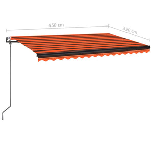 Automatisk markise med vindsensor og LED 450x350cm oransje/brun