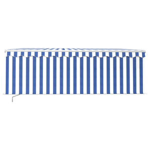 Manual retractable awning roller blind and LED 4.5x3 m blue white