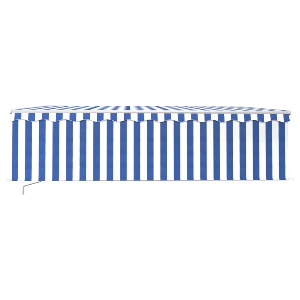 Manual retractable awning with roller blind 5x3 m blue and white