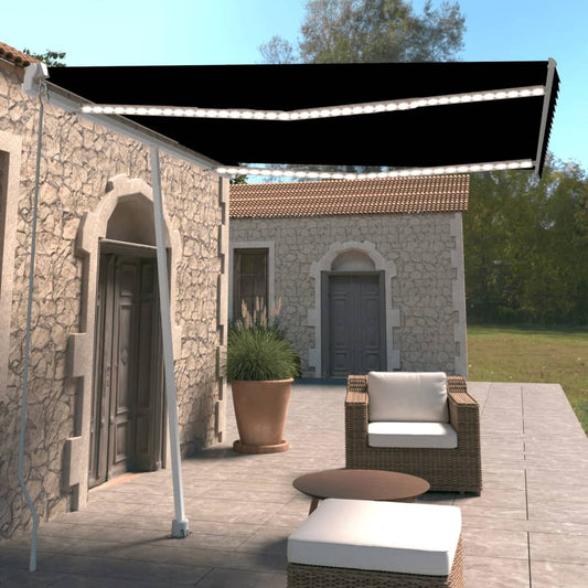 Manual retractable awning with LED 300x250 cm anthracite