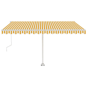 Automatisk markise med vindsensor og LED 400x300 cm gul og hvit
