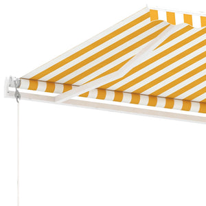 Automatisk markise med vindsensor og LED 400x300 cm gul og hvit
