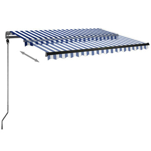 Automatisk markise med LED og vindsensor 300x250 cm blå og hvit