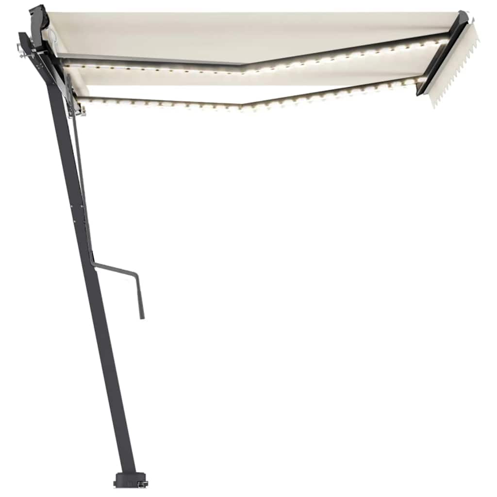 Automatisk markise med LED og vindsensor 300x250 cm kremhvit