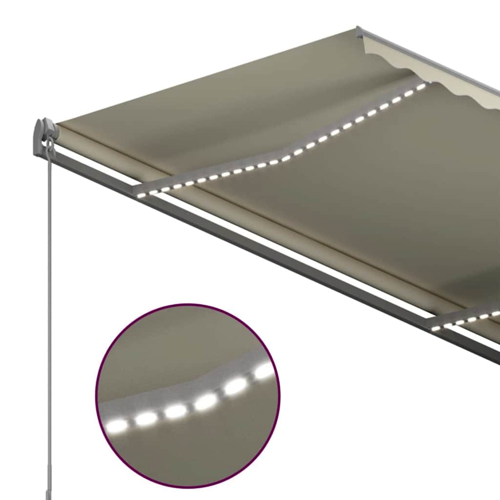 Automatisk markise med LED og vindsensor 300x250 cm kremhvit