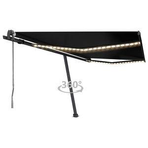 Automatisk markise med vindsensor og LED 400x350 cm antrasitt