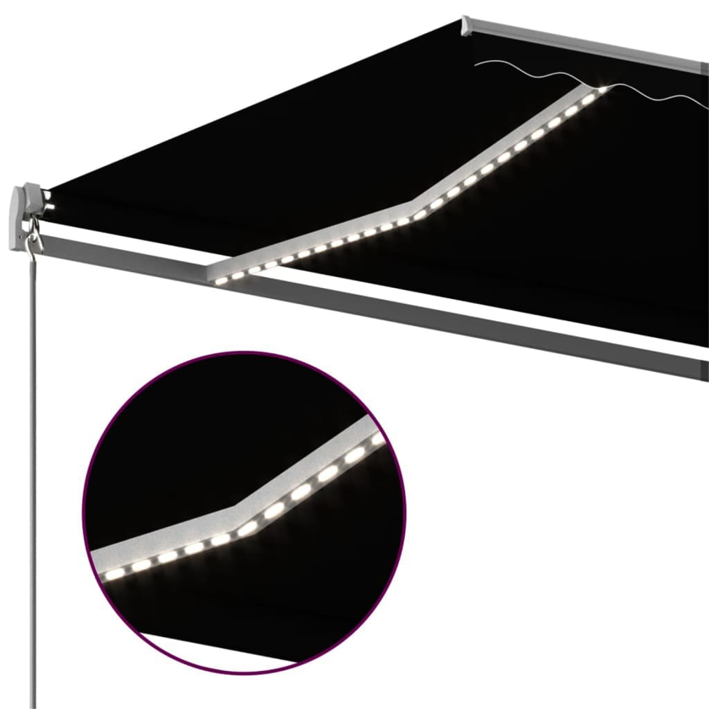 Automatisk markise med vindsensor og LED 400x350 cm antrasitt