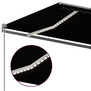 Automatisk markise med vindsensor og LED 400x350 cm antrasitt