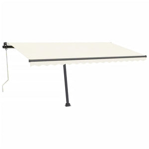 Automatisk markise med vindsensor og LED 450x350 cm kremhvit
