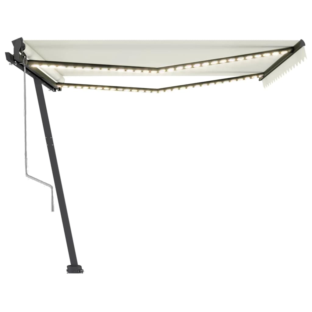 Automatisk markise med vindsensor og LED 450x350 cm kremhvit
