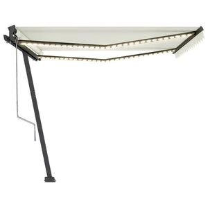 Automatisk markise med vindsensor og LED 450x350 cm kremhvit