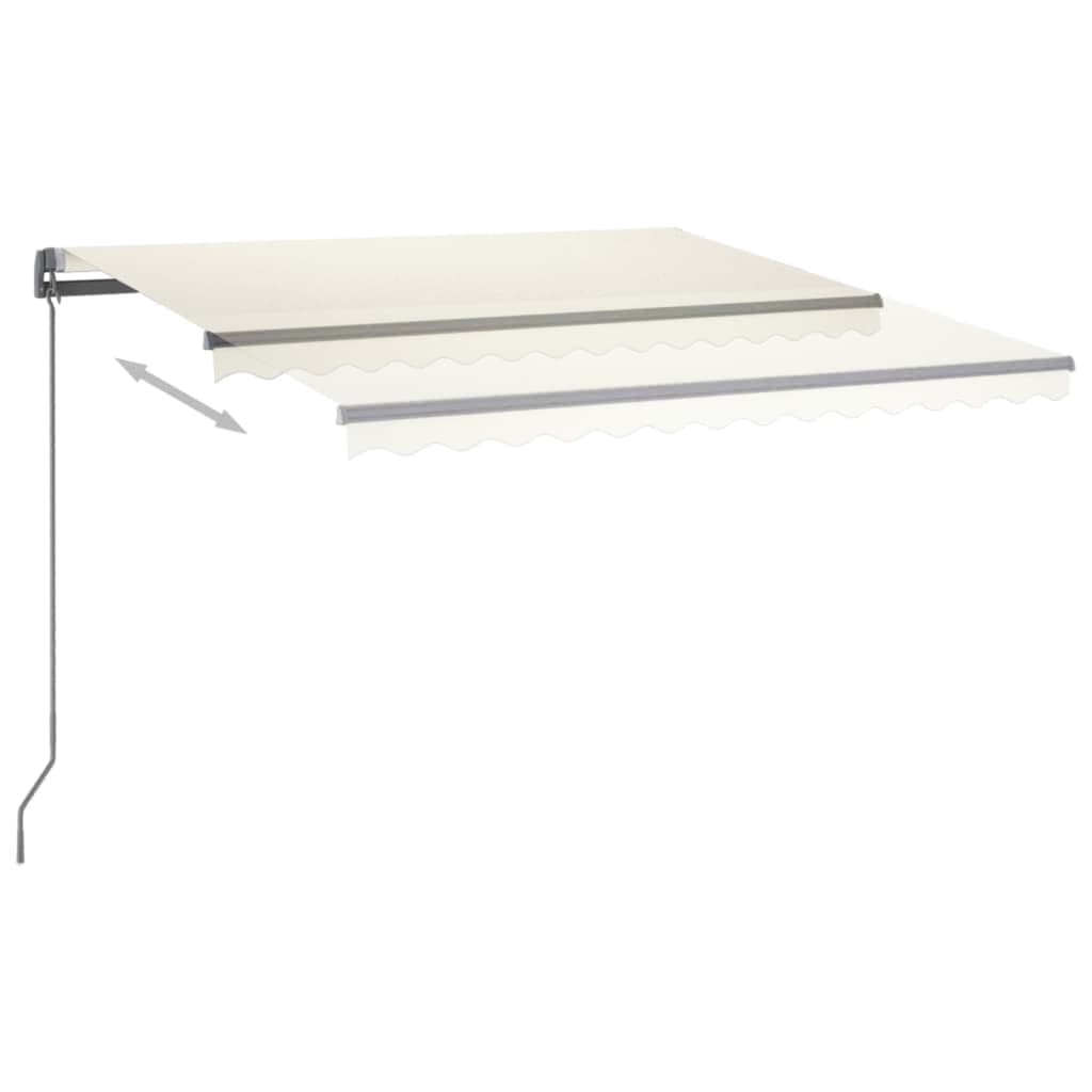 Automatisk markise med vindsensor og LED 450x350 cm kremhvit