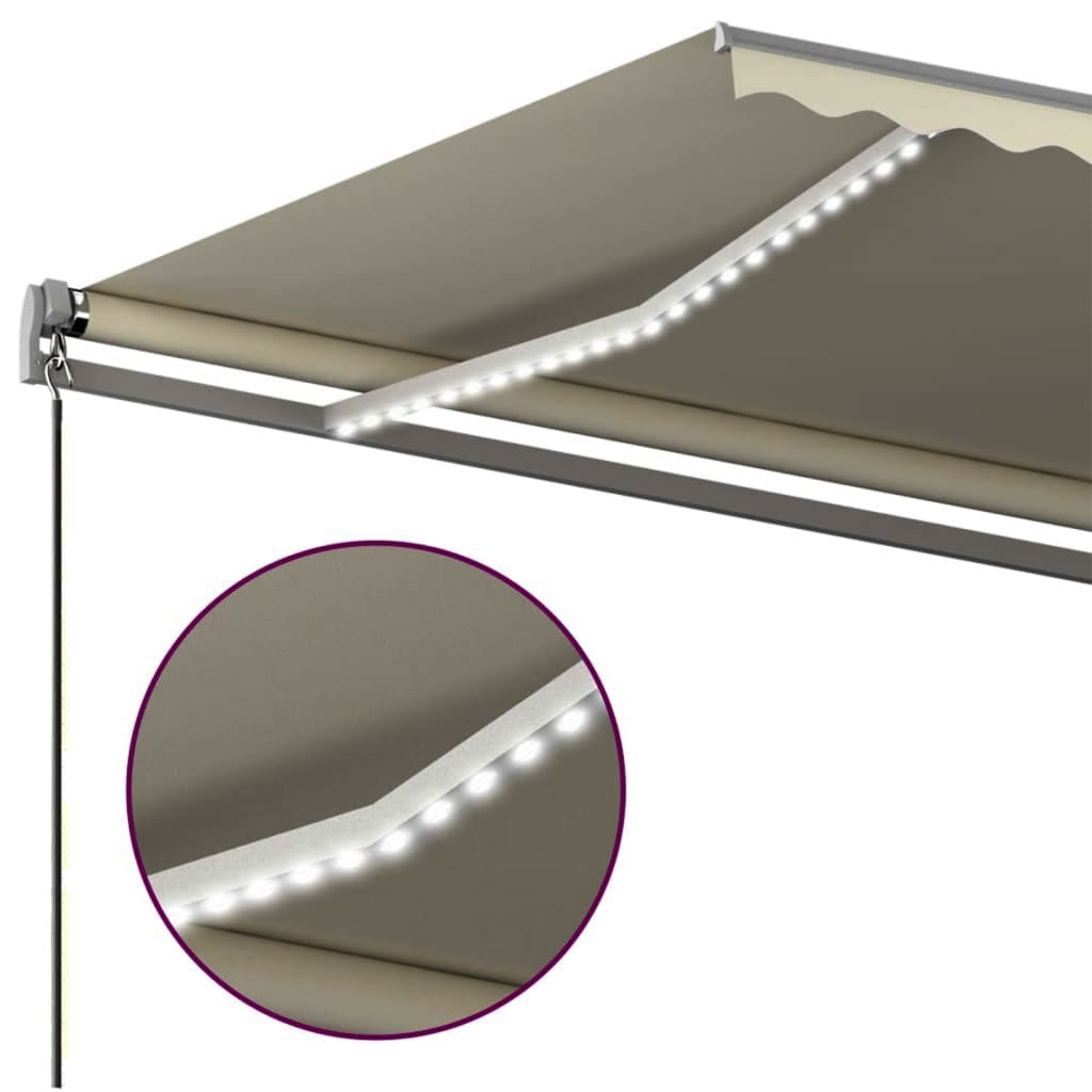 Automatisk markise med vindsensor og LED 450x350 cm kremhvit