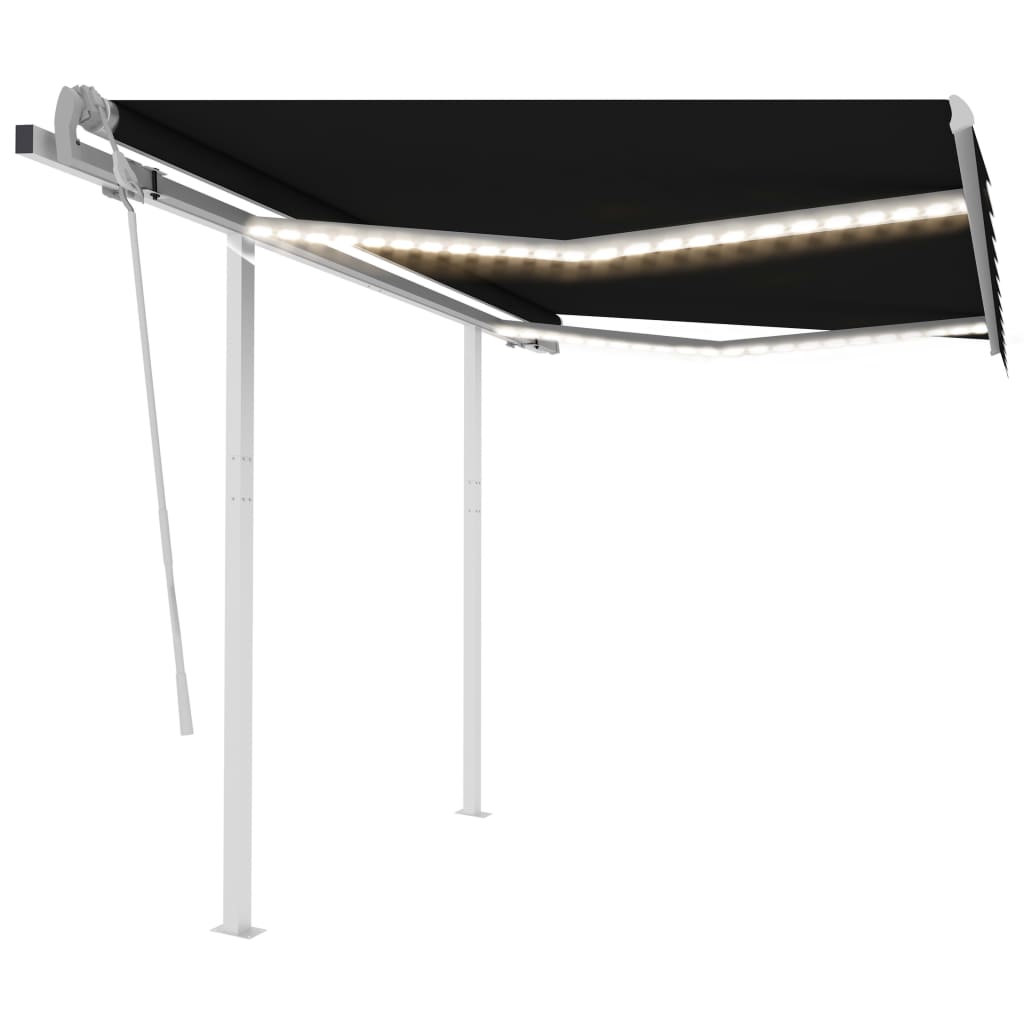 Manual retractable awning with LED 3.5x2.5 m anthracite