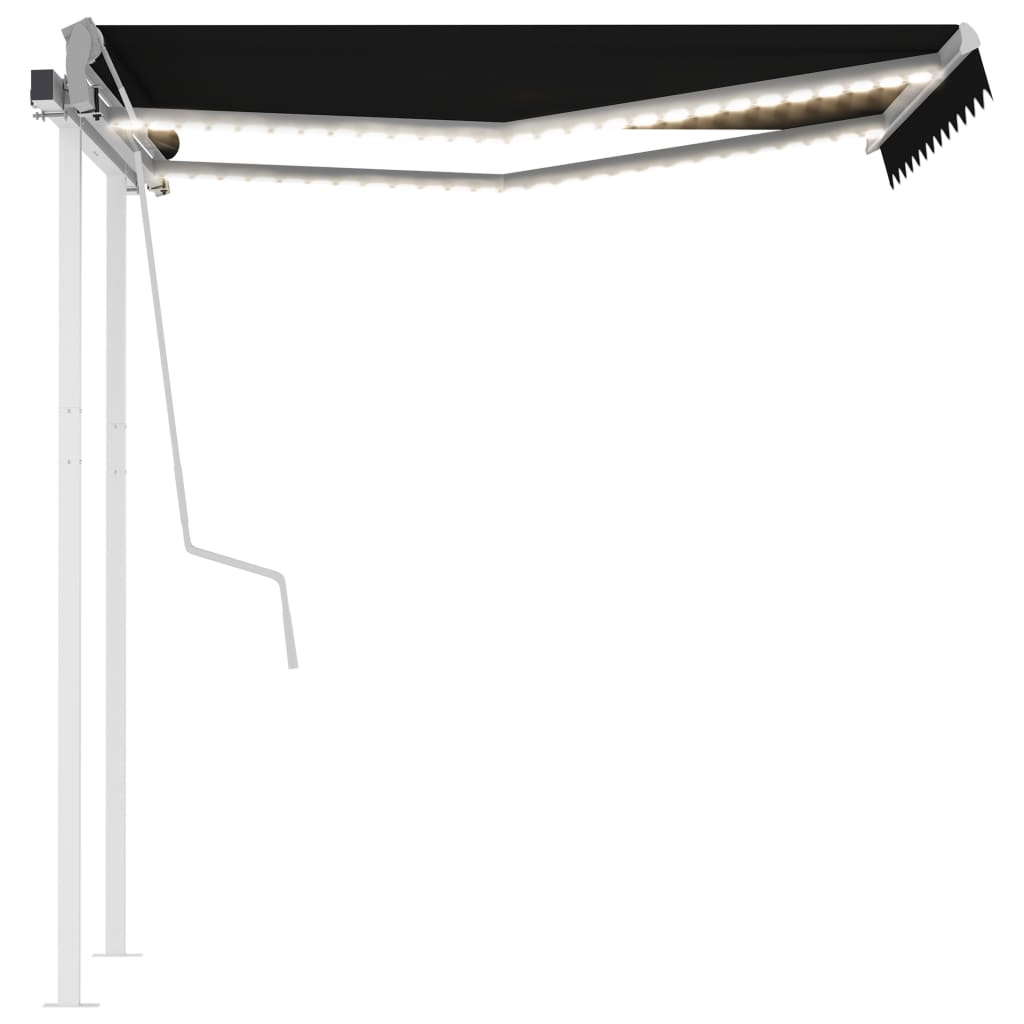 Manual retractable awning with LED 3.5x2.5 m anthracite
