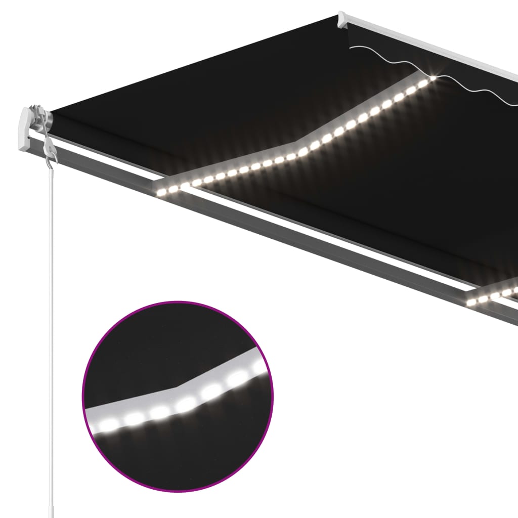 Manual retractable awning with LED 3.5x2.5 m anthracite