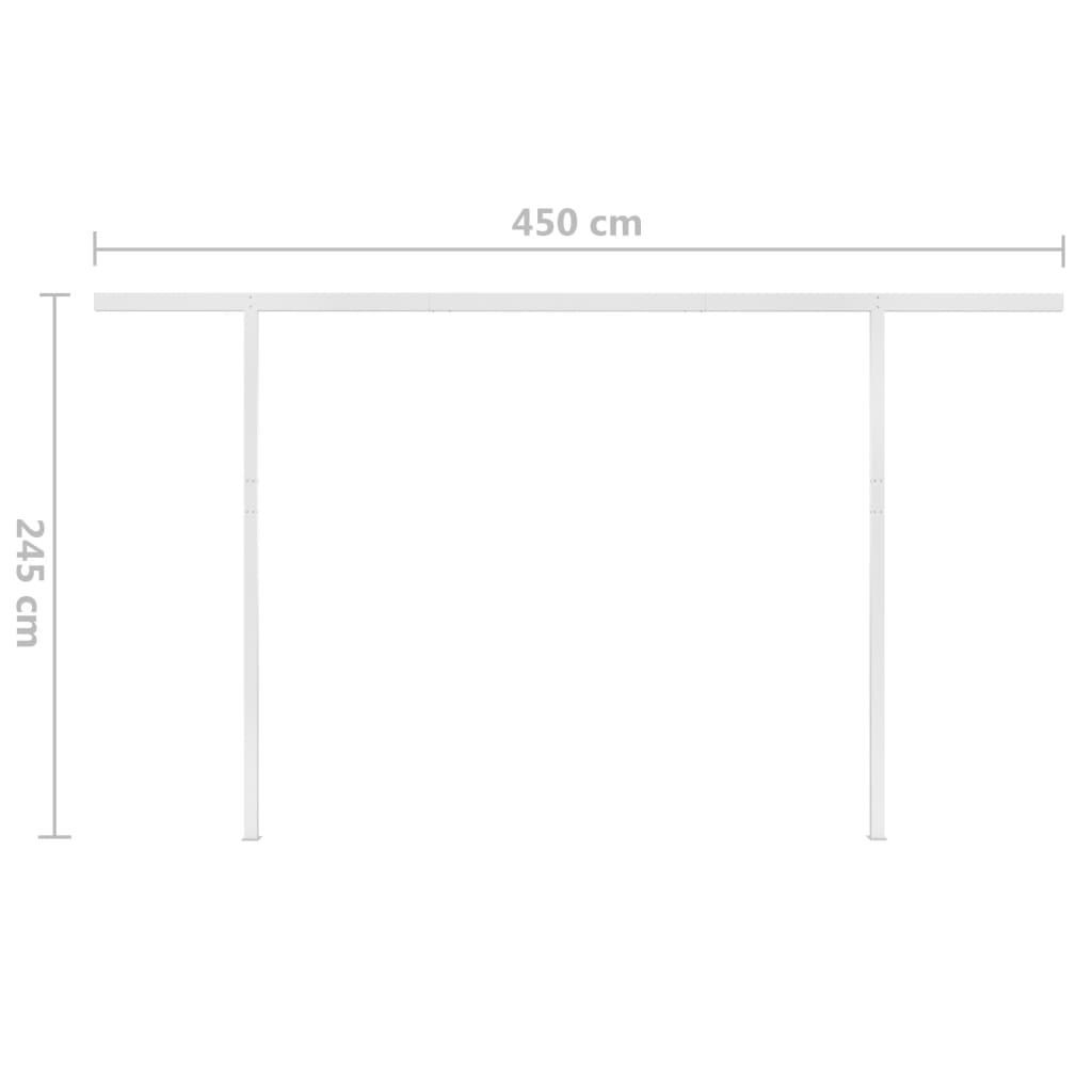 Manual retractable awning with poles 4x3 m yellow and white