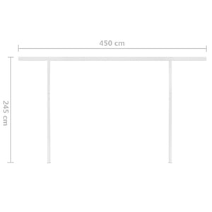 Manual retractable awning with poles 4x3 m yellow and white