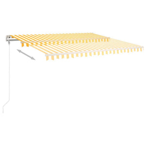 Manual retractable awning with poles 4x3 m yellow and white