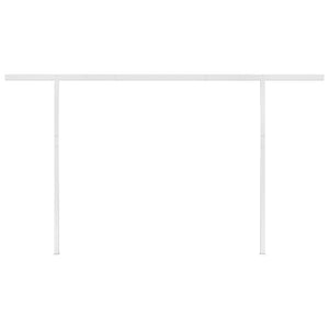 Manual retractable awning with poles 4x3 m yellow and white