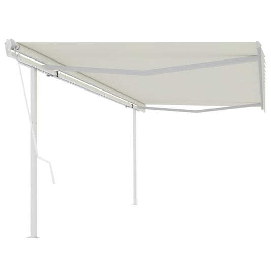 Automatic retractable awning with poles 5x3 m cream white