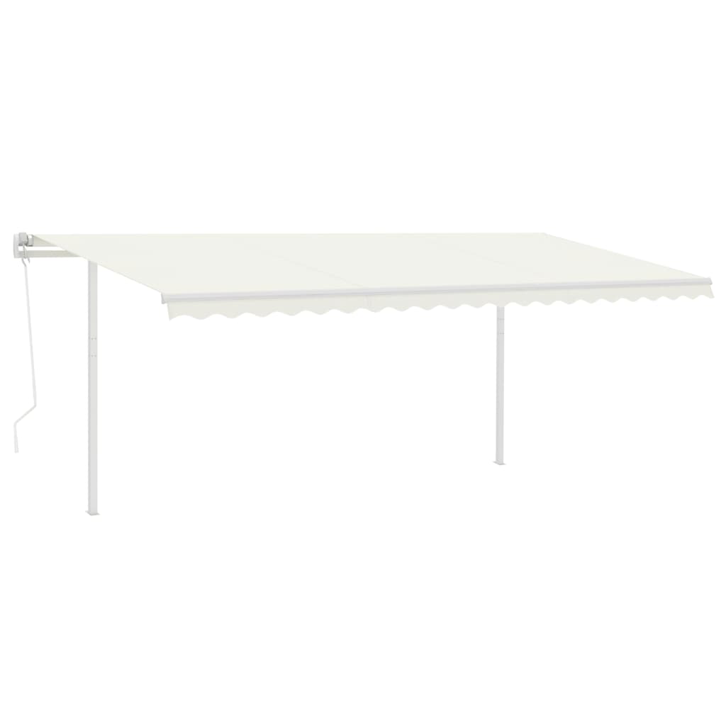 Automatic retractable awning with poles 5x3 m cream white